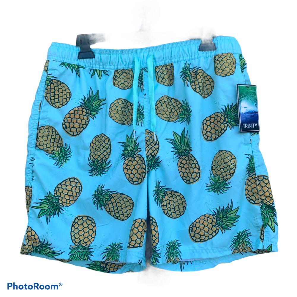Trinity swim trunks teal pineapples size large NEW